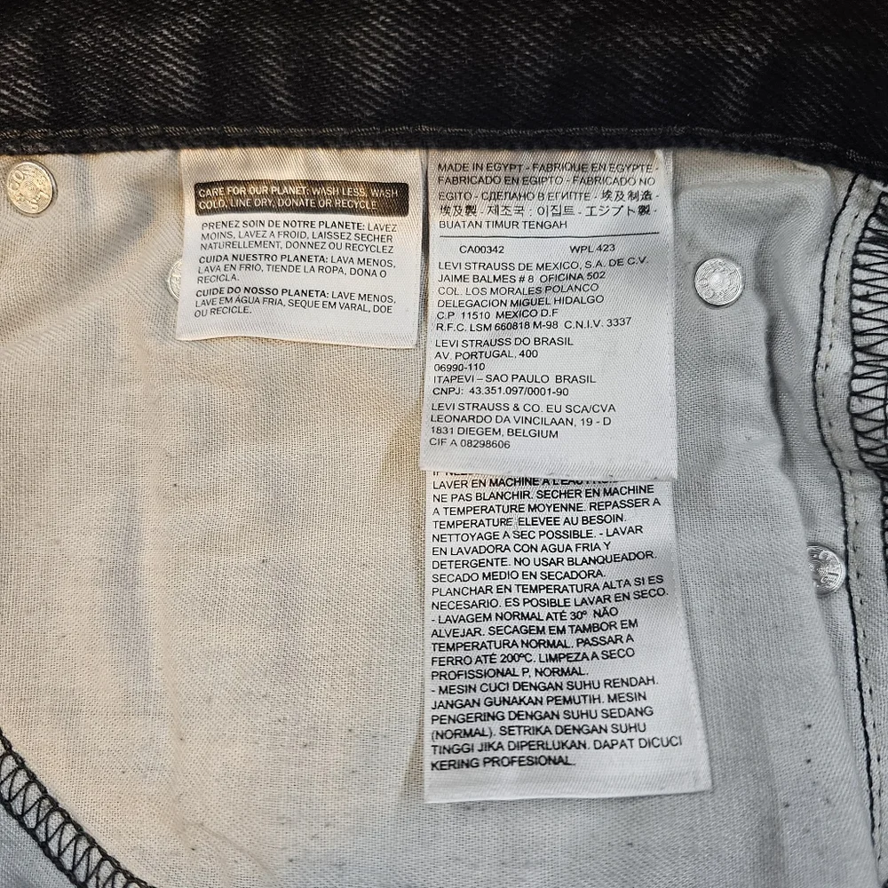 Levis 505 Jeans Mens 36x32 Black Gray Wash Straight‎ Leg Denim Faded